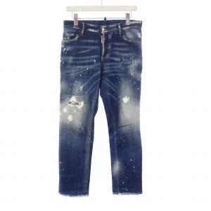 Boyfriend Jean デニムパンツ ジーンズ ペイント ダメージ加工 38 M 青 ブルー S72LB0106