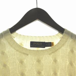 POLO RALPH LAUREN ケーブルニット セーター 長袖 クルーネック ロゴ刺繍 カシミヤ混 M アイボリー