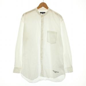 バンドカラーL/S カジュアルシャツ 長袖 ロゴ 刺繍 M 白 ホワイト HJ-B007