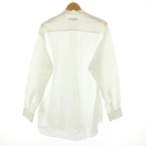 COMME des GARCONS HOMME バンドカラーL/S カジュアルシャツ 長袖 ロゴ 刺繍 M 白 ホワイト HJ-B007