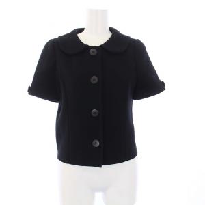 ラウンドカラージャケット ショート丈 40 ブラック