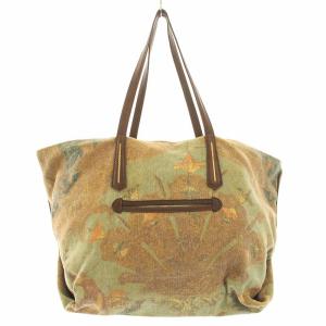 genten 15周年 トートバッグ ハンドバッグ キャンバス 総柄 カードケース カード入れ 茶 ブラウン