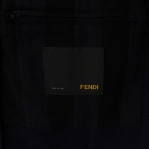 FENDI テーラードジャケット ジップアップ チェック ナイロン 44 XS 紺 ネイビー FJ0538