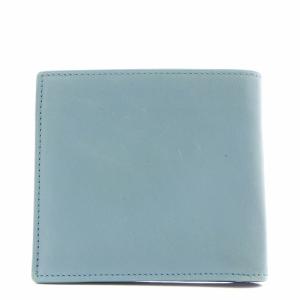 HIROFU 二つ折り財布 小銭入れ ロゴ レザー 水色 ライトブルー
