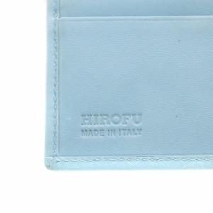 HIROFU 二つ折り財布 小銭入れ ロゴ レザー 水色 ライトブルー