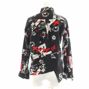 BLACK COMME des GARCONS AD2015 シャツ 長袖 総柄 XXS 黒 ブラック 白 ホワイト 赤 レッド