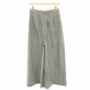 ENFOLD 21SS ワイドパンツ ジップフライ グレンチェック柄 タグ付き 麻 リネン 38 M 黒 ブラック 白 ホワイト
