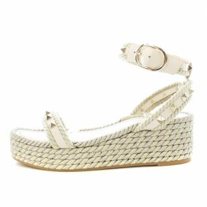 VALENTINO GARAVANI サンダル ウェッジソール ロックスタッズ 37 ホワイト