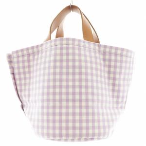 LUDLOW トートバッグ ハンドバッグ チェック柄 イニシャル S キャンバス 紫 パープル 白 ホワイト