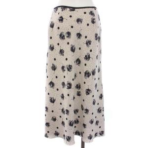 IENA 22SS ドットフラワーバイヤススカート ロング フレア 花柄 38 M 白 アイボリー 黒 ブラック 22060900401110