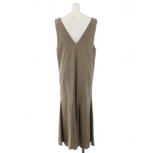Spick&Span 22SS Vネックフレアワンピース ロング ノースリーブ ジャンパースカート カーキ 22040200912020