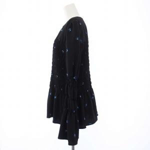 MUVEIL 23AW ツバメプリントブラウス プルオーバー 長袖 クルーネック 38 M 黒 ブラック MA234FB002