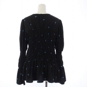 MUVEIL 23AW ツバメプリントブラウス プルオーバー 長袖 クルーネック 38 M 黒 ブラック MA234FB002