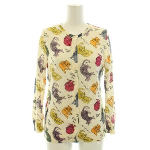 ANDY WARHOL by HYSTERIC GLAMOUR カーディガン クルーネック 長袖 コットン 猫柄 FREE 白 ホワイト オレンジ ピンク