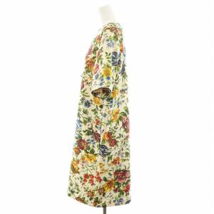 Lois CRAYON ワンピース ひざ丈 半袖 花柄 M マルチカラー クリーム色 オレンジ 赤 レッド 緑 グリーン