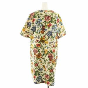 Lois CRAYON ワンピース ひざ丈 半袖 花柄 M マルチカラー クリーム色 オレンジ 赤 レッド 緑 グリーン