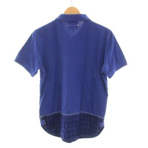 eYe JUNYA WATANABE MAN Lyle＆Scott ポロシャツ カットソー 半袖 レギュラーカラー パッチワーク 切替 鹿の子 M 青 ブルー