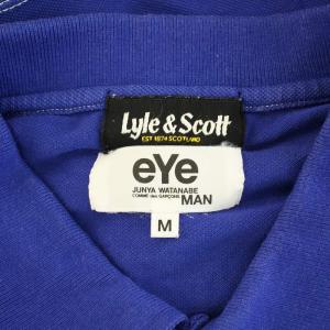 eYe JUNYA WATANABE MAN Lyle＆Scott ポロシャツ カットソー 半袖 レギュラーカラー パッチワーク 切替 鹿の子 M 青 ブルー