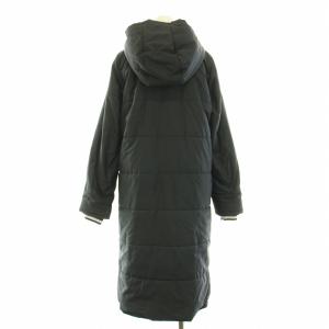 adidas 中綿コート ベンチコート アウター ロング丈 ジップアップ フード ロゴ プリント ウール混 L 黒 ブラック