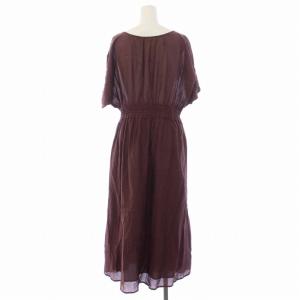SHIPS コットンボイルシャーリングワンピース 半袖 ロング F 茶 ブラウン 314-52-2179