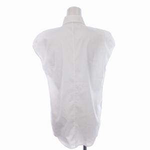 HUGO BOSS シャツ ブラウス ノースリーブ 比翼ボタン フリル IT42 M 白 ホワイト