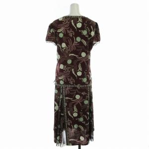 HIROKO KOSHINO セットアップ 上下 2点セット ブラウス フレアスカート ひざ丈 花柄 チュール ペチコート付き フレンチスリーブ