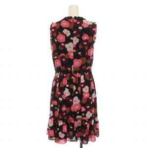 kate spade new york ノースリーブ ワンピース ひざ丈 花柄 刺繍 4 L 黒 ブラック ピンク 茶 紫