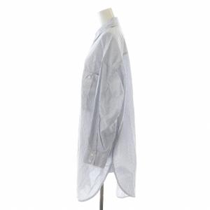 Spick&Span タグ付き 21SS ボイルストライプロングルーズシャツ ブラウス チュニック丈 長袖 F 青 ブルー 21050200106020