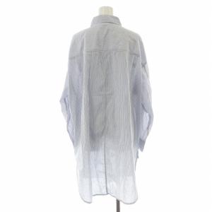 Spick&Span タグ付き 21SS ボイルストライプロングルーズシャツ ブラウス チュニック丈 長袖 F 青 ブルー 21050200106020