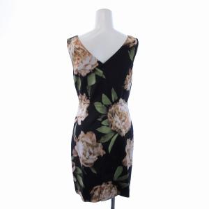 GRACE CONTINENTAL タグ付き ワンピース ひざ丈 ノースリーブ Vネック 花柄 黒 ブラック