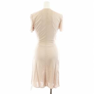 ISSA LONDON ワンピース ひざ丈 半袖 カシュクール 6 XS ピンクベージュ