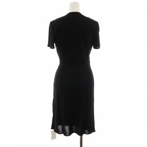 ISSA LONDON ワンピース ひざ丈 半袖 カシュクール 6 XS 黒 ブラック