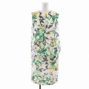 Diagram GRACE CONTINENTAL セットアップ 上下 シャツ ブラウス ノースリーブ タイトスカート ひざ丈 花柄 36 S 白 ホワイト