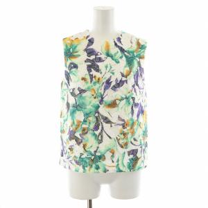 Diagram GRACE CONTINENTAL セットアップ 上下 シャツ ブラウス ノースリーブ タイトスカート ひざ丈 花柄 36 S 白 ホワイト