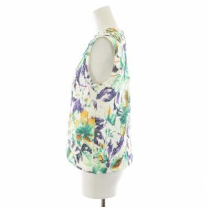 Diagram GRACE CONTINENTAL セットアップ 上下 シャツ ブラウス ノースリーブ タイトスカート ひざ丈 花柄 36 S 白 ホワイト