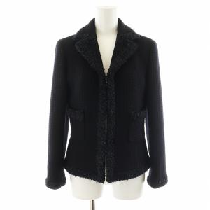 Harrods セットアップ 上下 ジャケット ワンピース ノースリーブ ミモレ ロング ラメ ウール アンゴラ混 1 S 黒 ブラック