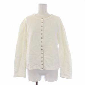 プレッション カーディガン 長袖 クルーネック スナップボタン 白 ホワイト /BM