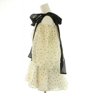 SNIDEL 24SS ウエストシャーリングリボンブラウス シャツ オフショル 七分袖 バルーンスリーブ ドット柄 F 白 ホワイト SWFB241135