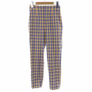 シャイニー ギンガムチェック スリムパンツ テーパード クロップド ハイウエスト 32 XXS マルチカラー 1514-162-5324
