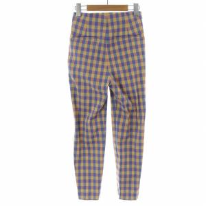 UNITED ARROWS シャイニー ギンガムチェック スリムパンツ テーパード クロップド ハイウエスト 32 XXS マルチカラー 1514-162-5324