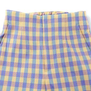 UNITED ARROWS シャイニー ギンガムチェック スリムパンツ テーパード クロップド ハイウエスト 32 XXS マルチカラー 1514-162-5324