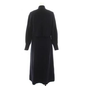 ANAYI 21SS セットアップ ニット ノースリーブ ワンピース ロング 長袖 セーター 36 S 紺 ネイビー