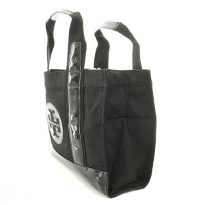 TORY BURCH ハンドバッグ トートバッグ ナイロン パテントレザー切替 ロゴ 黒 ブラック