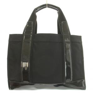 TORY BURCH ハンドバッグ トートバッグ ナイロン パテントレザー切替 ロゴ 黒 ブラック