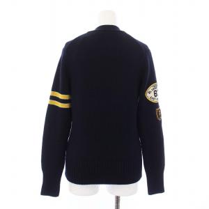 POLO RALPH LAUREN カーディガン 長袖 ニット Vネック ロゴパッチ付き ウール XS 紺 ネイビー 211843878001