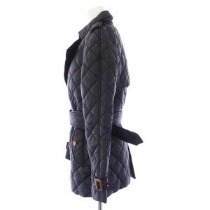 POLO RALPH LAUREN キルティングジャケット 中綿ジャケット ベルト付き 裏地チェック ナイロン XS 紺 ネイビー