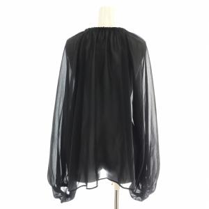 EVERYDAY I LIKE 23SS Sheer ブラウス 長袖 シアー シースルー バルーンスリーブ ギャザー F 黒 ブラック 23051500801030
