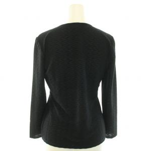 ARMANI COLLEZIONI カットソー ロンT Tシャツ Uネック 長袖 総柄 40 M 黒 ブラック