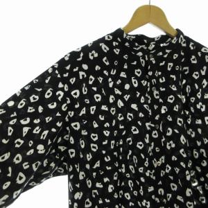 EDIFICE 24SS パターンデシン半袖スタンドカラーシャツ 総柄 S 黒 ブラック 白 ホワイト 24051300100010