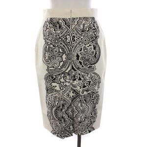 Max Mara タイト スカート ひざ丈 ペイズリー柄 総柄 38 M 白 ホワイト 黒 /YM